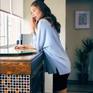 Sexy blue cotton summer sweater scoop neck